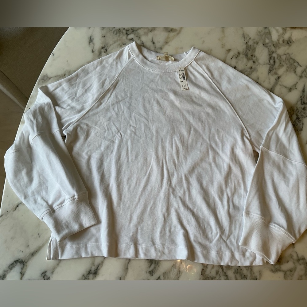 NWT Madewell nt718 White Relaxed Long-Sleeve Raglan Tee size XS - Picture 2 of 5